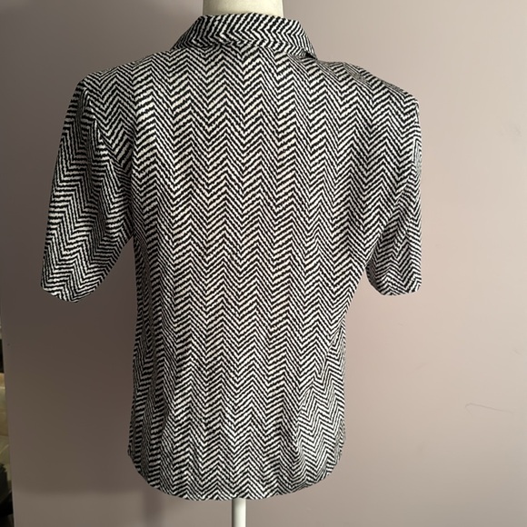 Notations Black & White Chevron collared button down blouse women’s Shirt Sz 6 - Picture 6 of 7